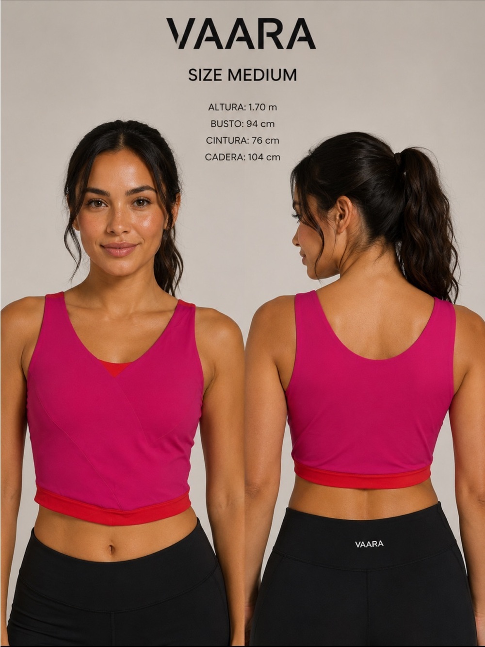 Vaara Fuchsia & Red Cropped Sports Bra